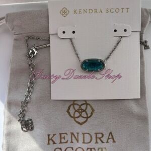 ✨New Kendra‎ Scott Elisa Silver Pendant Necklace In London Blue ✨